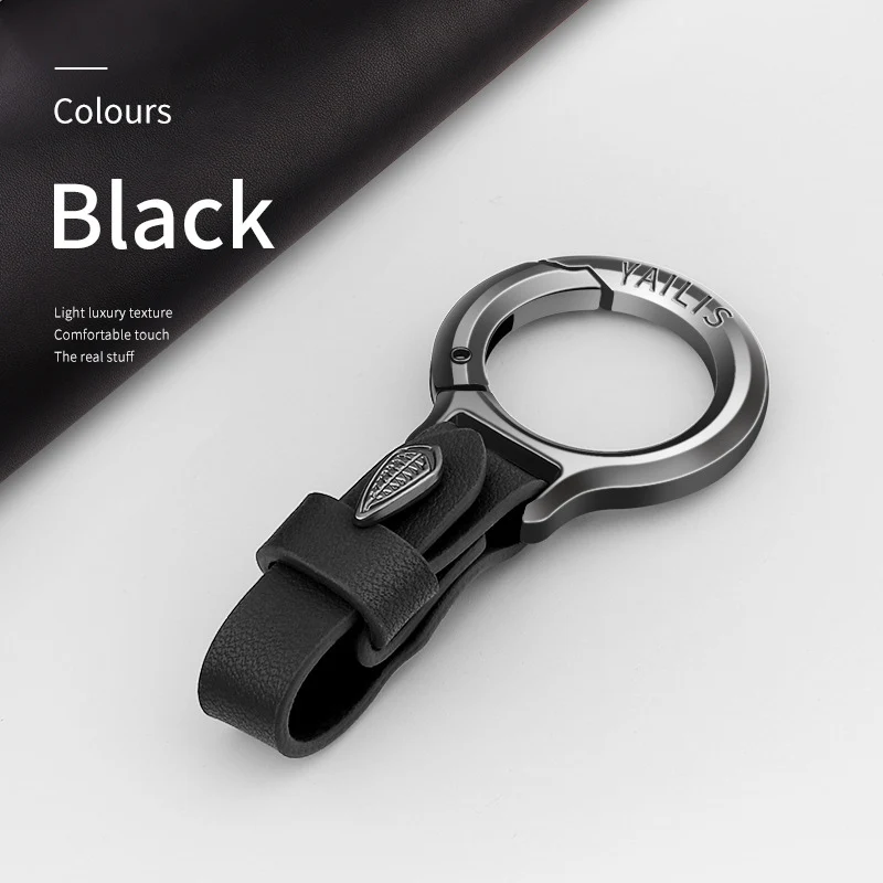 New Cowhide Leather Keychains for Women Men Waist Belt Buckle Carabiner Car Pendant Key Chains Rings Keyring Bag Gifts