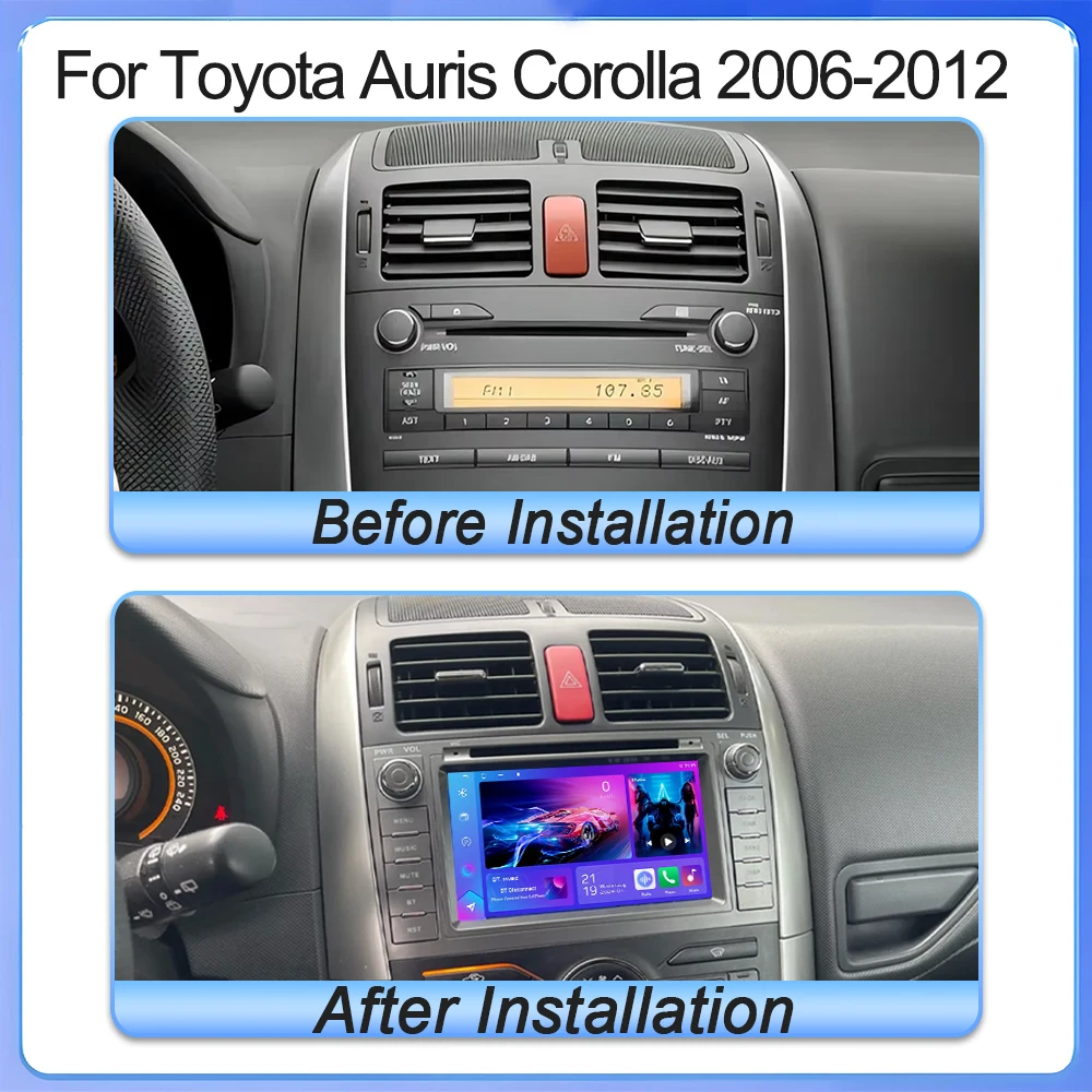 7 " For Toyota Auris Corolla 2006-2012 Wireless Carplay Android Auto Car Radio Multimedia Player Gps Autoradio Wifi Touch Screen