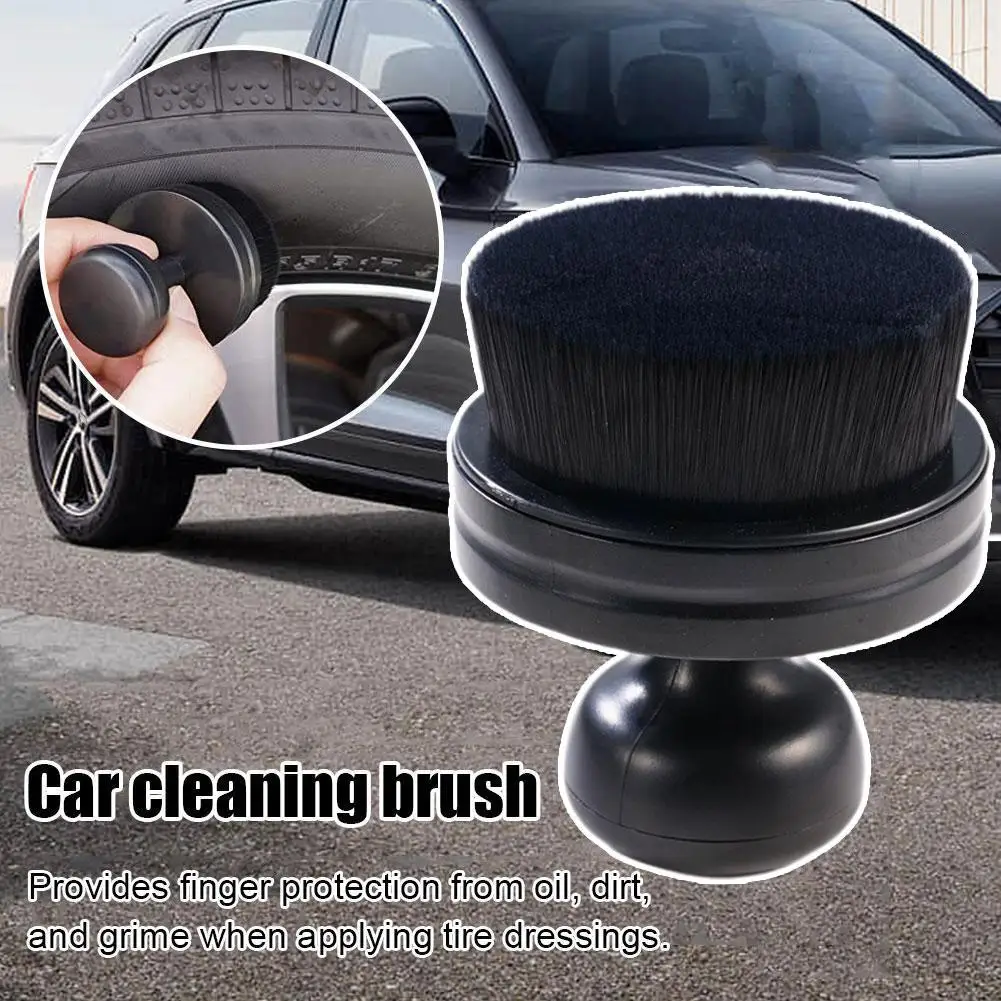 Portable Car Tire Shine Applicator Brush Tire Dressing Brush Applicator with Seal Cover, High Density Car Detailing & Tire Brush