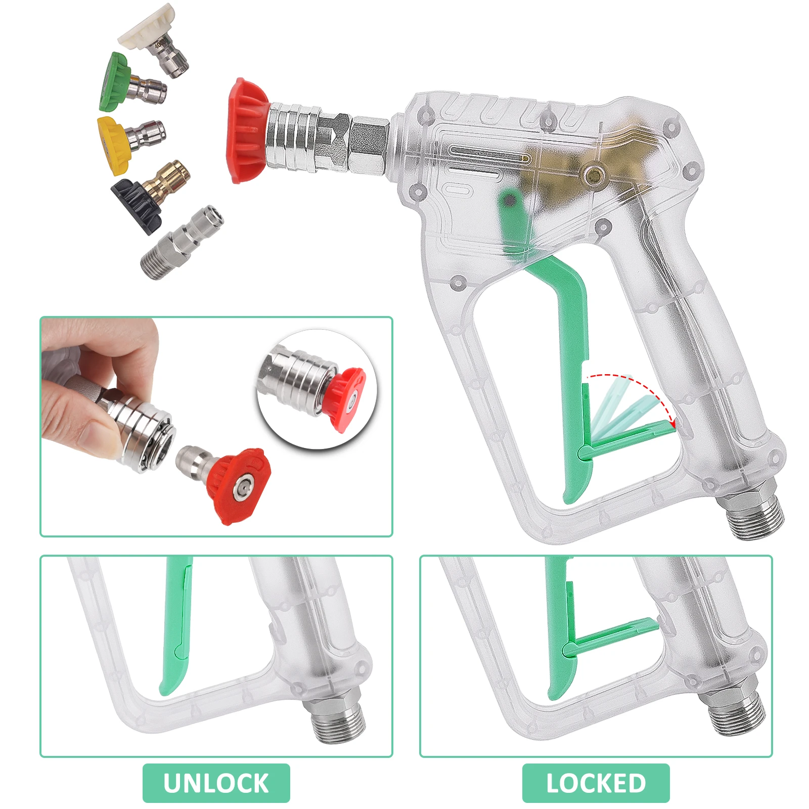 BEAR FORCE Pressure Washer Water Gun for Car Cleaning Hose Connector For Karcher Nilfisk Parkside Bosch Quick Connector Nozzles