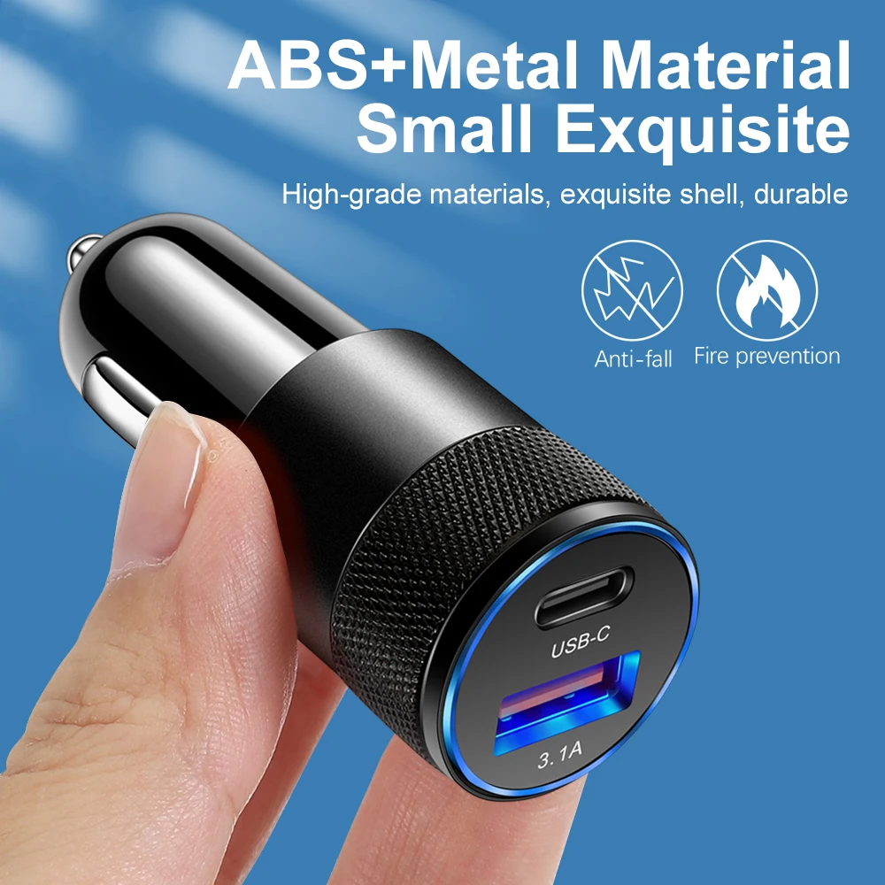 70W USB C Car Charger Type C Fast Charging Phone Adapter For iPhone Xiaomi Huawei PD Phone Charger Car Adapter Cigarette Lighter