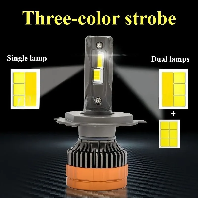 2pcs H4 Tricolor Remote Control LED Headlights H1 H7 H11 HB3 9005 HB4 9006 6500K 4300K 3000K For Car Headlights Lights
