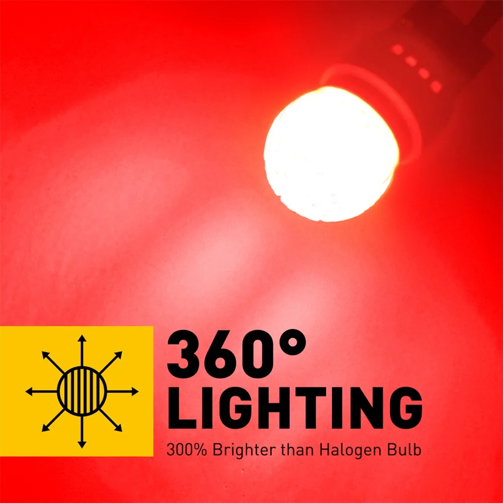 2x AUXITO T20 7443 7440 W21W W21/5W LED Bulb DRL Parking Reverse Lamp Stop Brake Signal Light White/Red/Yellow 12V 360° Lighting