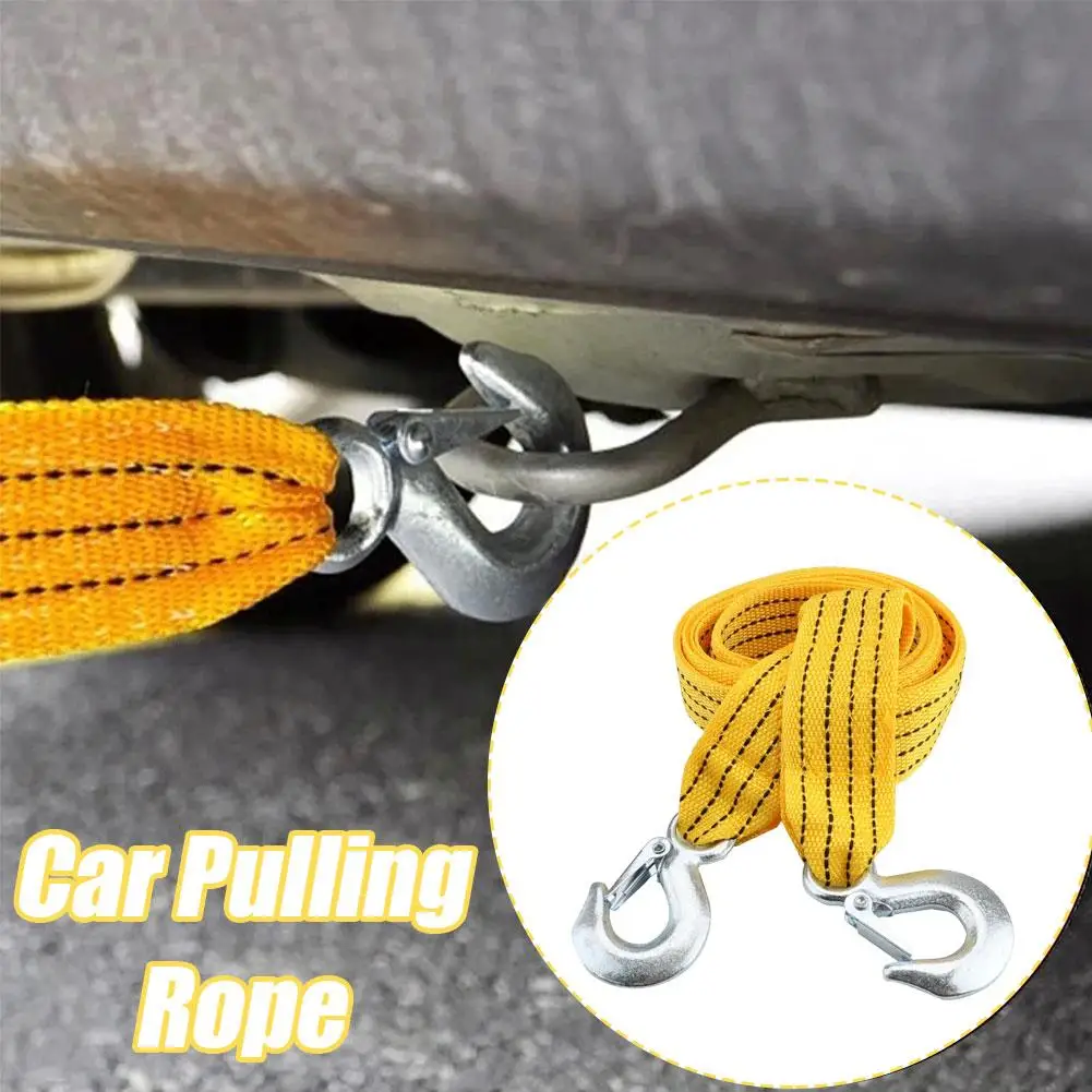Universal Car Tow Cable Heavy Duty 3M 3Ton Trailer Rope Towing Pull Pulling Rope Strap Hooks Van Road Recovery Car Accessories