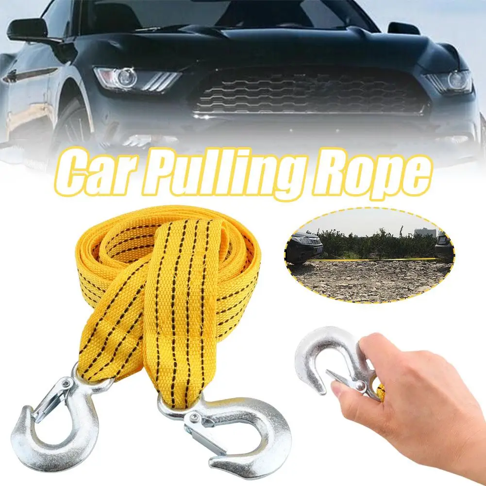 Universal Car Tow Cable Heavy Duty 3M 3Ton Trailer Rope Towing Pull Pulling Rope Strap Hooks Van Road Recovery Car Accessories