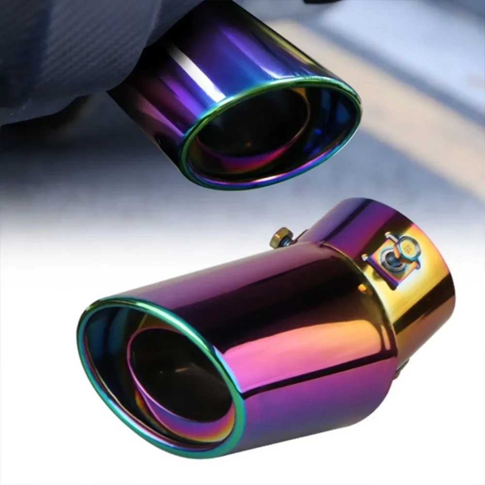 2.5" Stainless Steel Chrome Trim Car Auto Exhaust Muffler Tip Pipe Rear Tail Throat for Most Cars DIY Parts Accessories