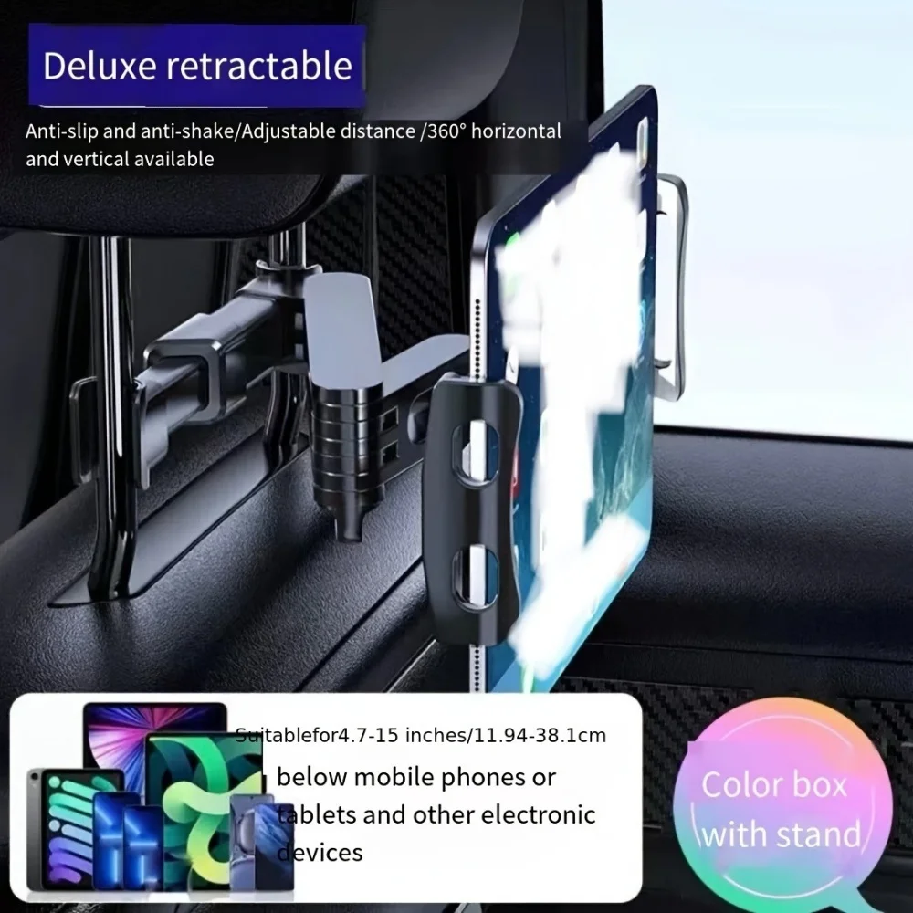 Universal 4-11" Telescopic Car Rear Pillow Phone Tablet Holder Headrest Mount Bracket For iPad Samsung Xiaomi Huawei Travel Kids