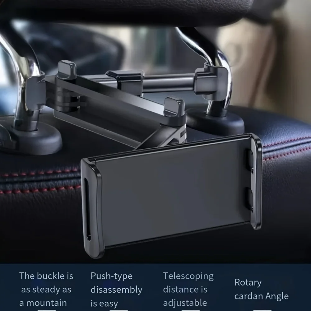 Universal 4-11" Telescopic Car Rear Pillow Phone Tablet Holder Headrest Mount Bracket For iPad Samsung Xiaomi Huawei Travel Kids