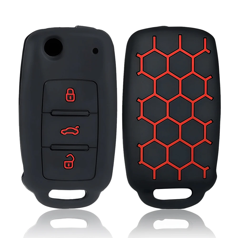Silicone Car Key Case Key Cover For VW UP Polo Golf 6 Passat B5 Touran Caravelle Jetta Caddy Touareg For Skoda Fabia Octavia A5