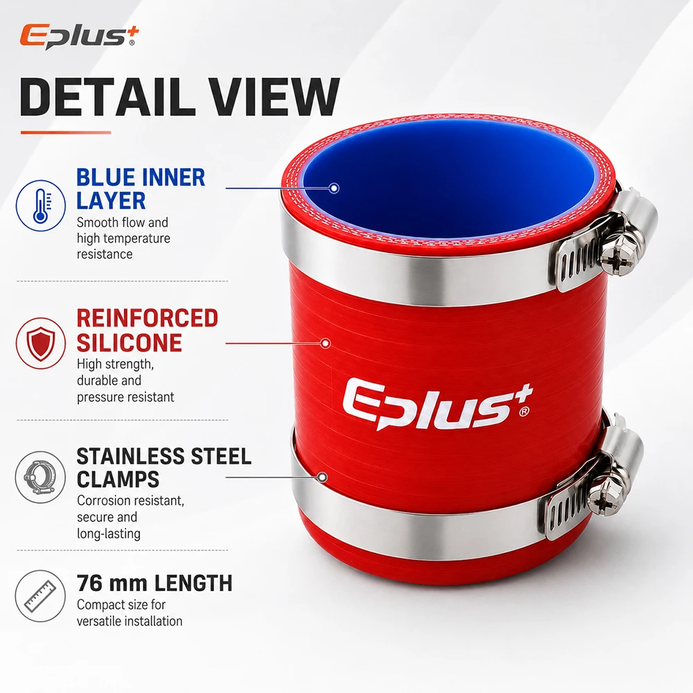 Universal Rde Silicone Tubing Hose Straight Pipe Coupler Car Intake Turbo Intercooler Silica Gel Hose Connector with Clamps