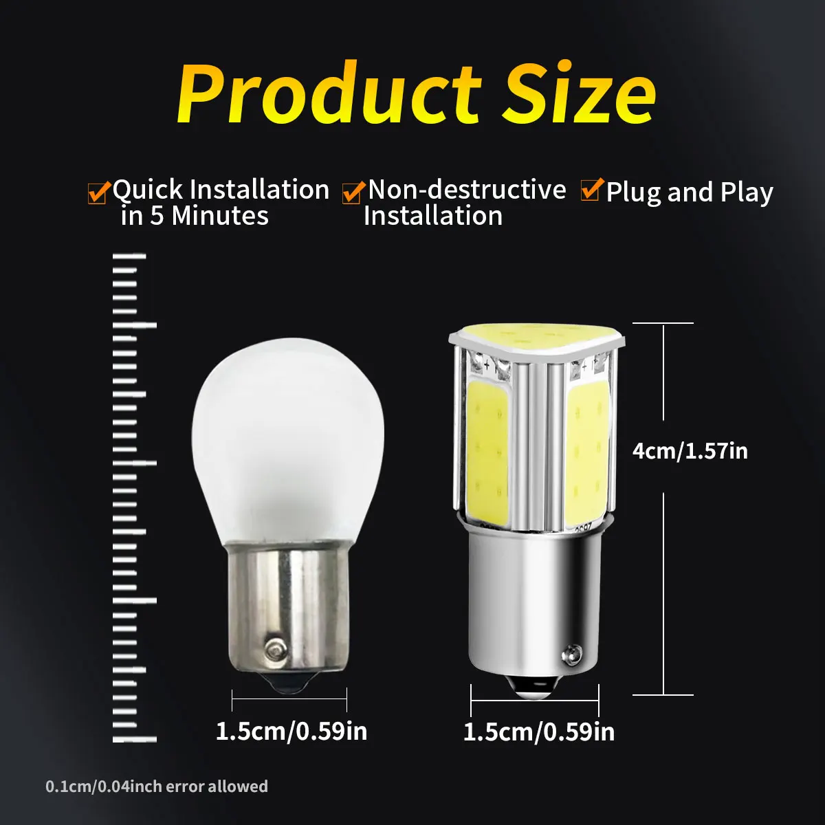 4PCS BA15S BAY15D LED Car Brake Reverse Light Bulbs 1156 P21W S25 G18 1157 P21/7W 12V For Automotive Stop Turn Signals Lights