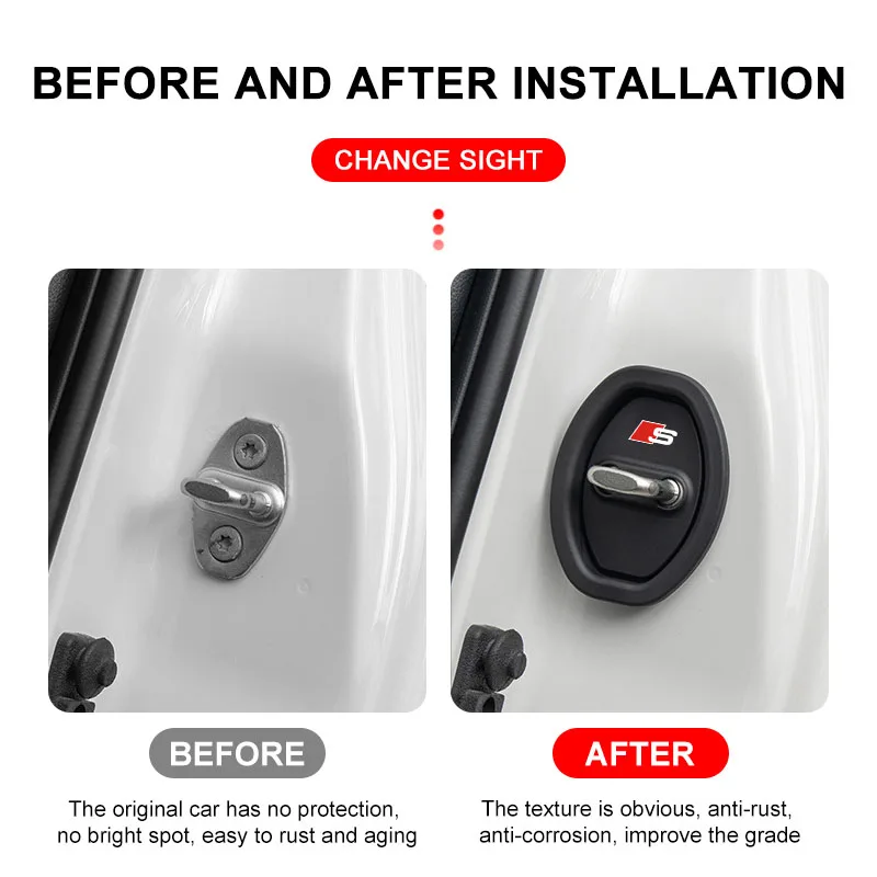 For Audi C6 C7 A4 B6 B8 B7 A6 A3 A5 Q3 Q5 Q7 8P 8V 8L 4Pcs Car Door Groove Cushion Silicone Gel Anti-Collision Protective Cover