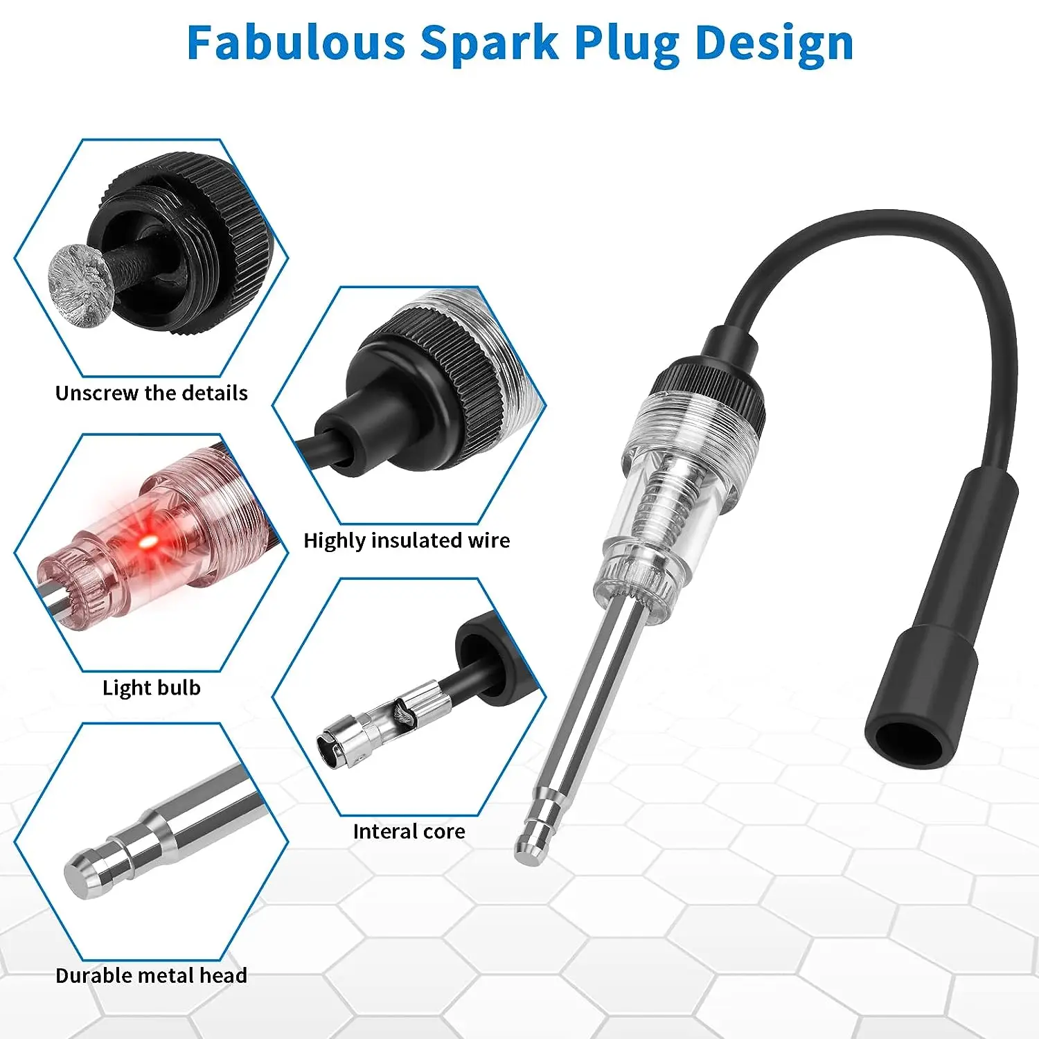 Car Spark Plug Tester Pen Ignition Coil Tester Tool Auto Checker Detector Automotive Ignition System Tester Automotive Ignition