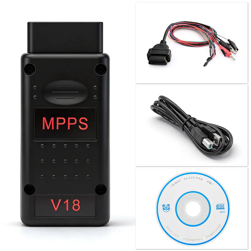 MPPS V18 Unlock Version ECU Chip Tuning Tool OBD2 Diagnostic Flasher for EDC15 EDC16 EDC17 with Breakout Tricore Cable