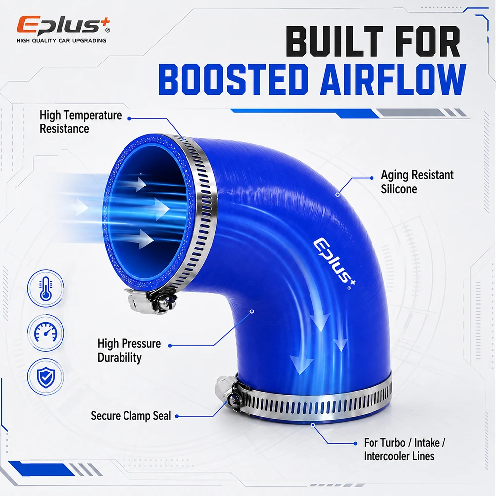 Universal Blue Silicone Tubing Hose 90 Degrees Pipe Coupler Car Intake Turbo Intercooler Silica Gel Hose Connector with Clamps