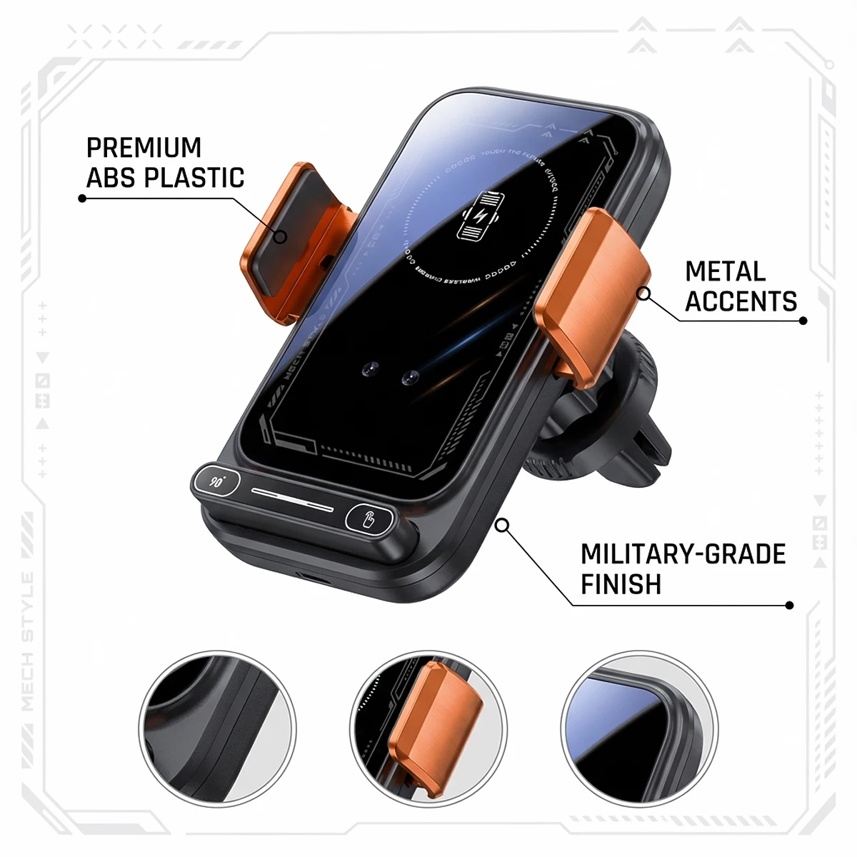Designed for Renault Grand Koleos 2024 2025 Phone Holder Car Magnetic Mount Smart Sensing Wireless Charging One-Touch Release Qi
