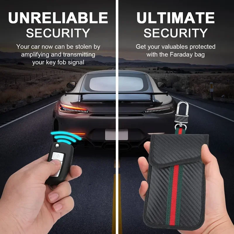 Portable RFID Blocking Car Key Bag Signal Shield Protector Keyless Entry Anti Theft Durable Compact Secure Storage Auto Case Bag