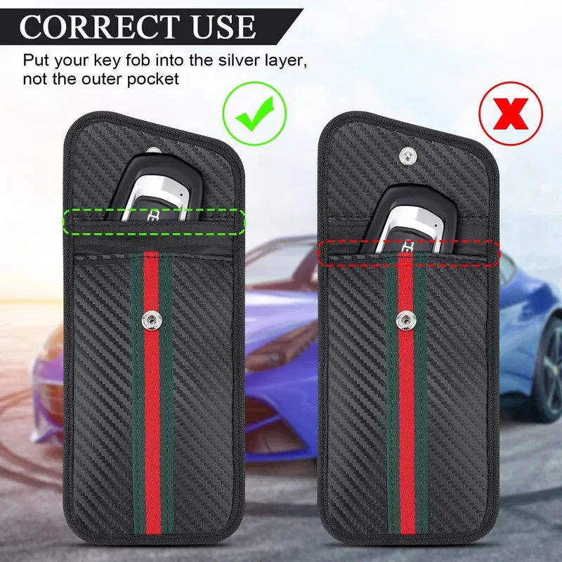 Portable RFID Blocking Car Key Bag Signal Shield Protector Keyless Entry Anti Theft Durable Compact Secure Storage Auto Case Bag