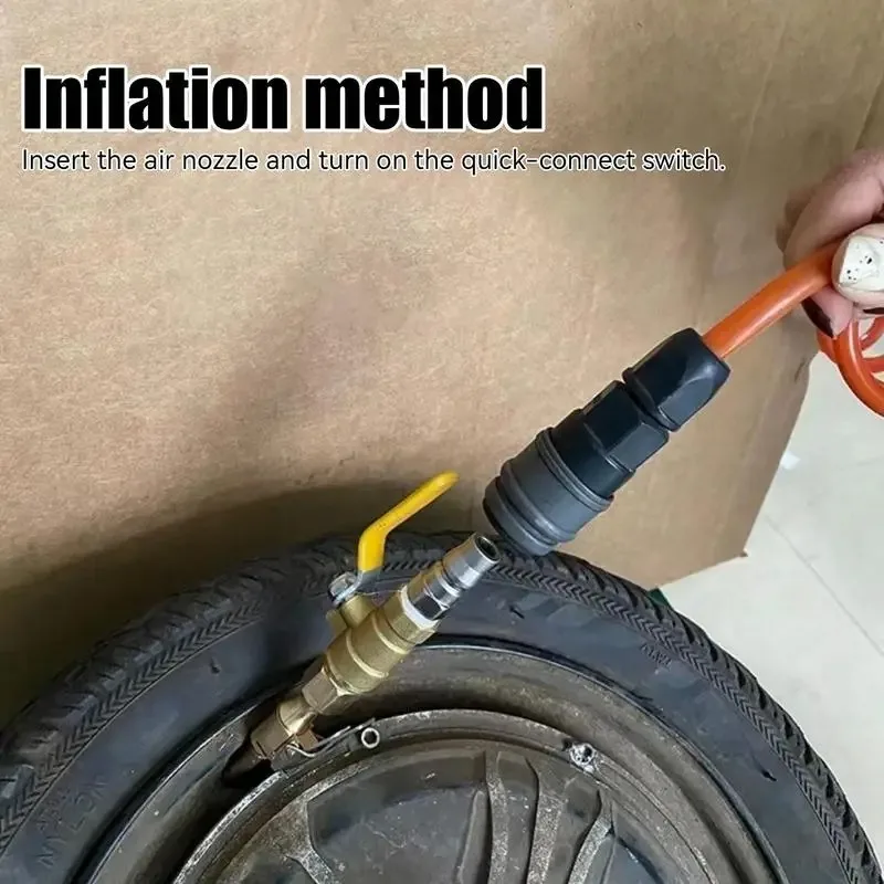 Car Tire Inflator Nozzle Lock on Tire Inflator Chuck Quick Inflation Hose Adaptor With Valve For Air Compressor EU C-Type And US