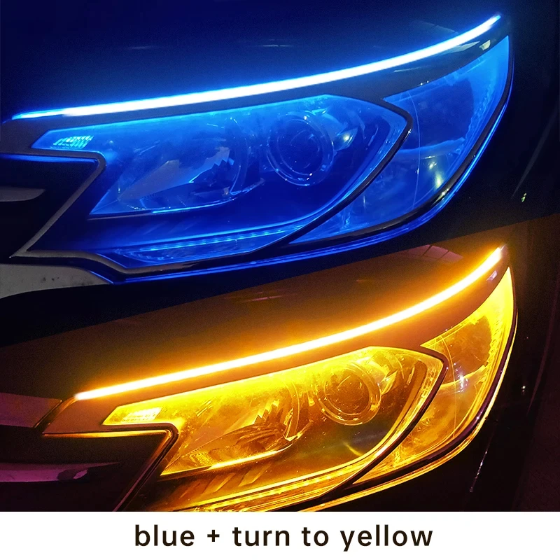 2Pcs 12V Led Guide Strip Headlight for Car Daytime Running Lights Turn Signal Bulb DRL Sequential Switchback 30cm/45cm/60cm