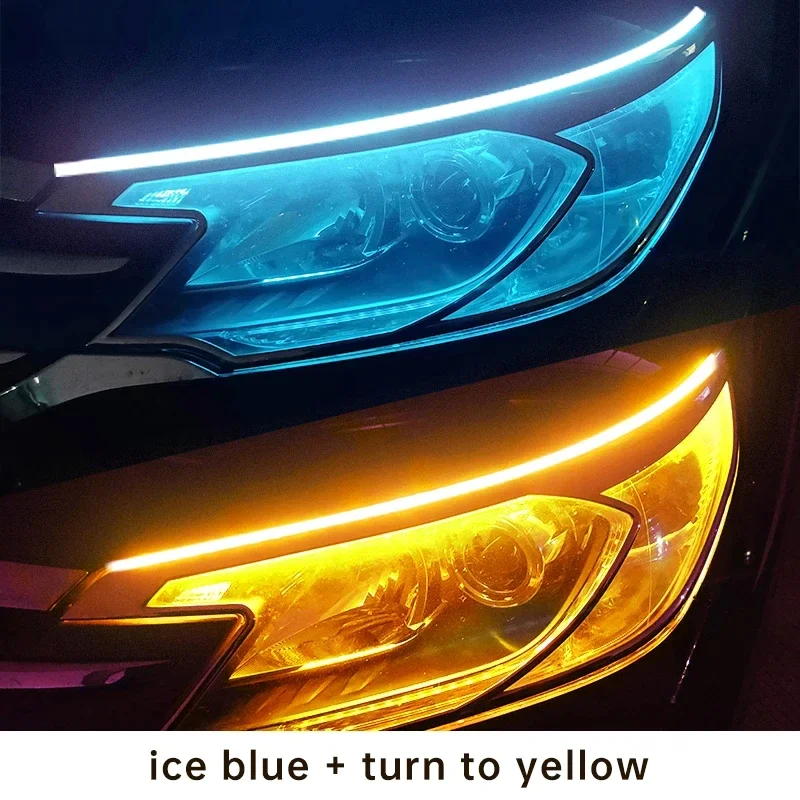 2Pcs 12V Led Guide Strip Headlight for Car Daytime Running Lights Turn Signal Bulb DRL Sequential Switchback 30cm/45cm/60cm