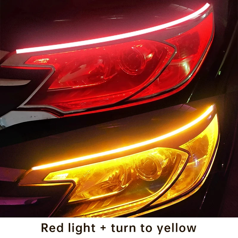 2Pcs 12V Led Guide Strip Headlight for Car Daytime Running Lights Turn Signal Bulb DRL Sequential Switchback 30cm/45cm/60cm