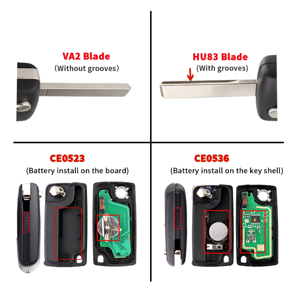 2 Button 433Mhz ID46 PCF7961 Chip For Peugeot 207 307 308 407 607 For Citroen C2 C3 C4 Berlingo Picasso Remote Car Key ASK/FSK