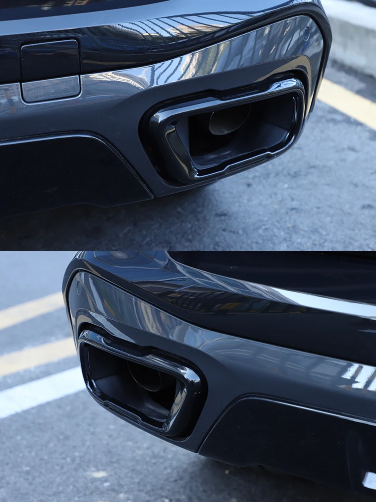 2Pcs Glossy Black Stainless Steel Car Exhaust Muffler Pipe Tip Cover Trim For BMW X5 G05 X6 G06 X7 G07 2019-2025 Accessories 