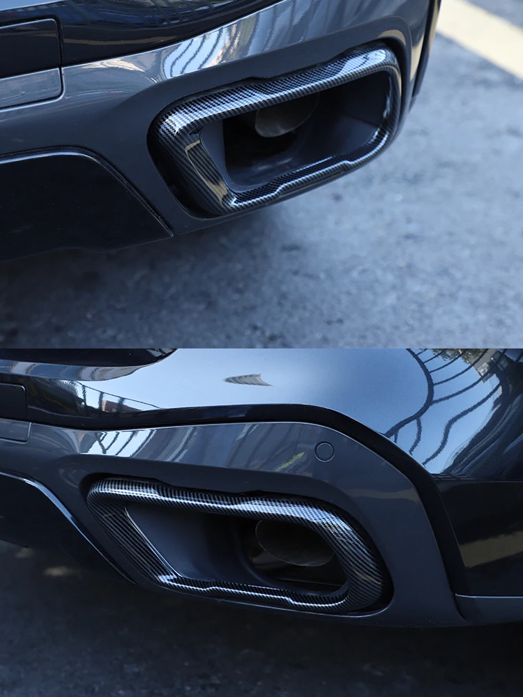 2Pcs Glossy Black Stainless Steel Car Exhaust Muffler Pipe Tip Cover Trim For BMW X5 G05 X6 G06 X7 G07 2019-2025 Accessories 