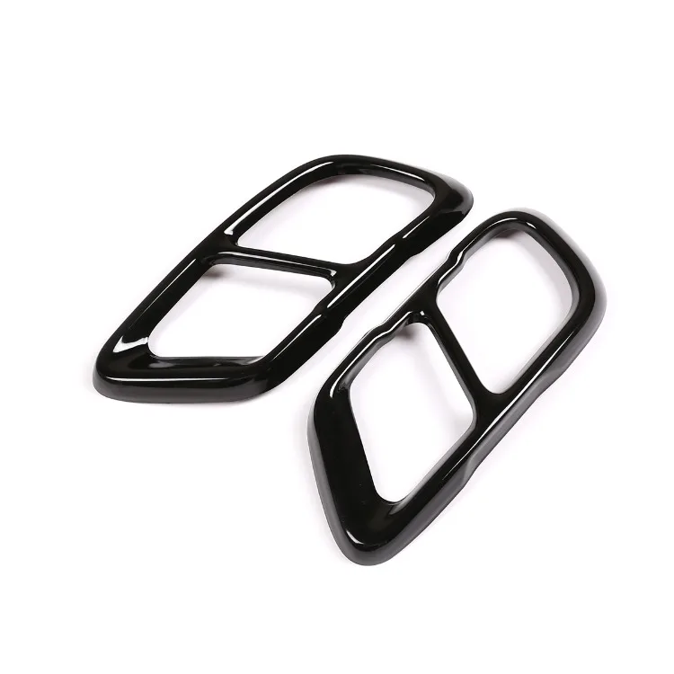 2Pcs Glossy Black Stainless Steel Car Exhaust Muffler Pipe Tip Cover Trim For BMW X5 G05 X6 G06 X7 G07 2019-2025 Accessories 