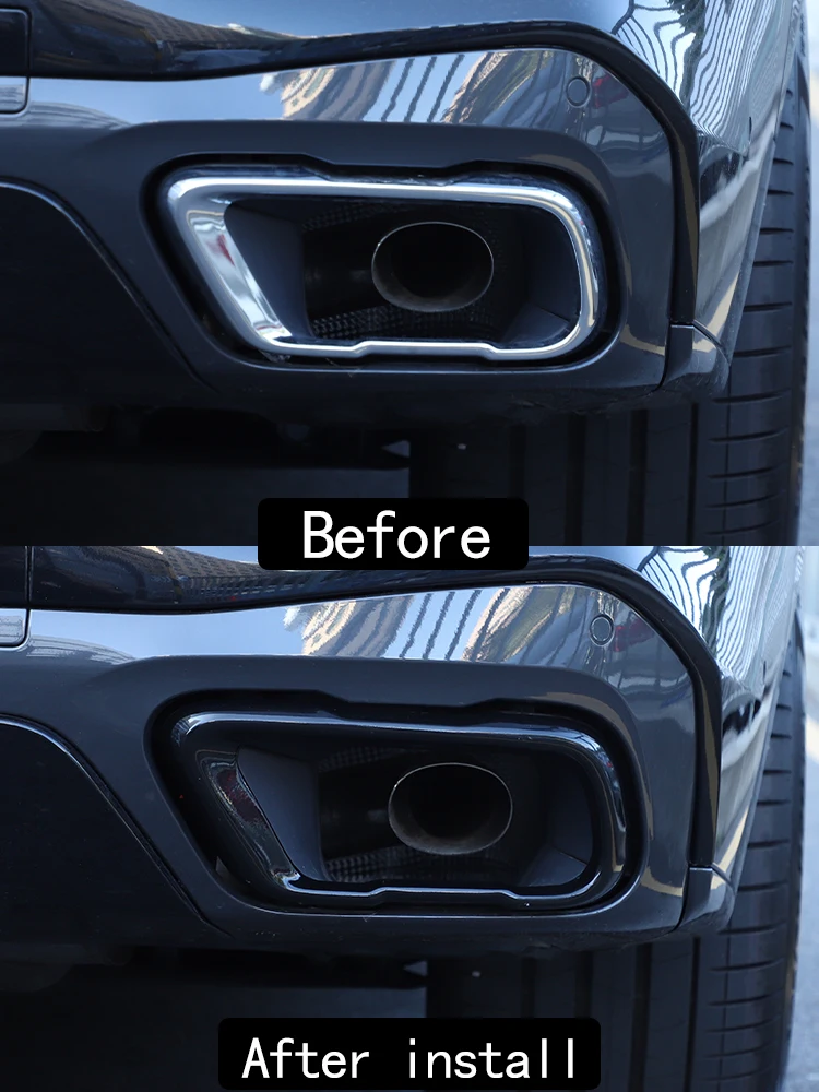 2Pcs Glossy Black Stainless Steel Car Exhaust Muffler Pipe Tip Cover Trim For BMW X5 G05 X6 G06 X7 G07 2019-2025 Accessories 