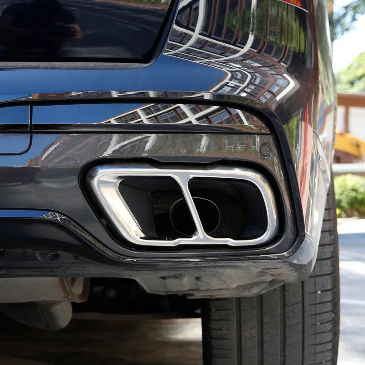 2Pcs Glossy Black Stainless Steel Car Exhaust Muffler Pipe Tip Cover Trim For BMW X5 G05 X6 G06 X7 G07 2019-2025 Accessories 