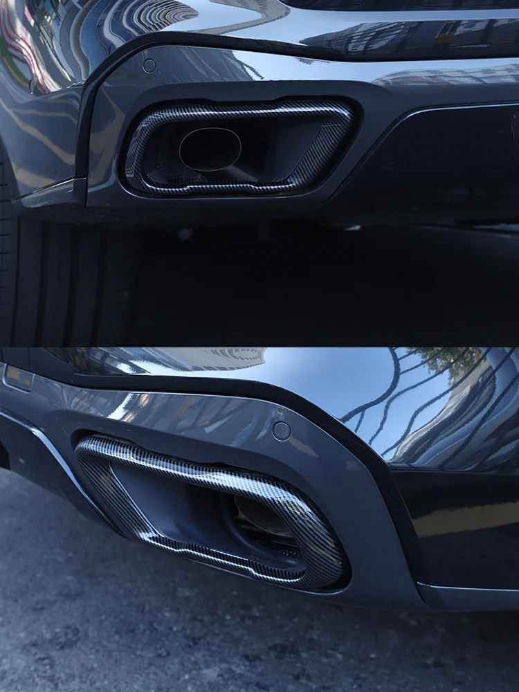 2Pcs Glossy Black Stainless Steel Car Exhaust Muffler Pipe Tip Cover Trim For BMW X5 G05 X6 G06 X7 G07 2019-2025 Accessories 