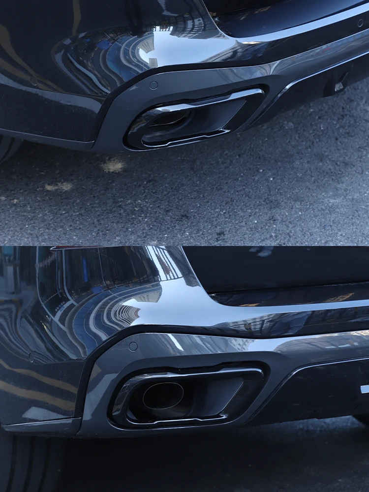 2Pcs Glossy Black Stainless Steel Car Exhaust Muffler Pipe Tip Cover Trim For BMW X5 G05 X6 G06 X7 G07 2019-2025 Accessories 