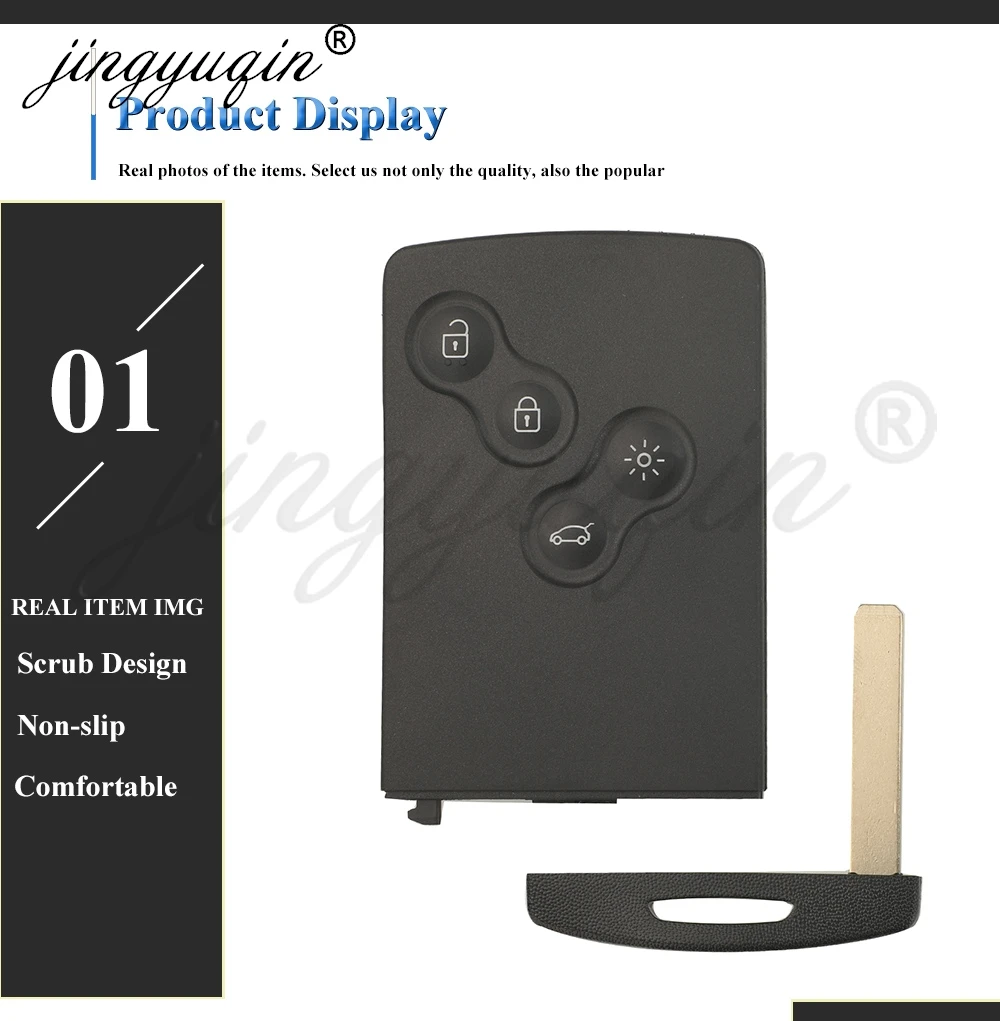 jingyuqin for Renault Megane Ill Scenic Ill Laguna Fluence 2008-2016 Car Remote Key ID46 PCF7941 4BT No-KeylessGo +Emergency Key