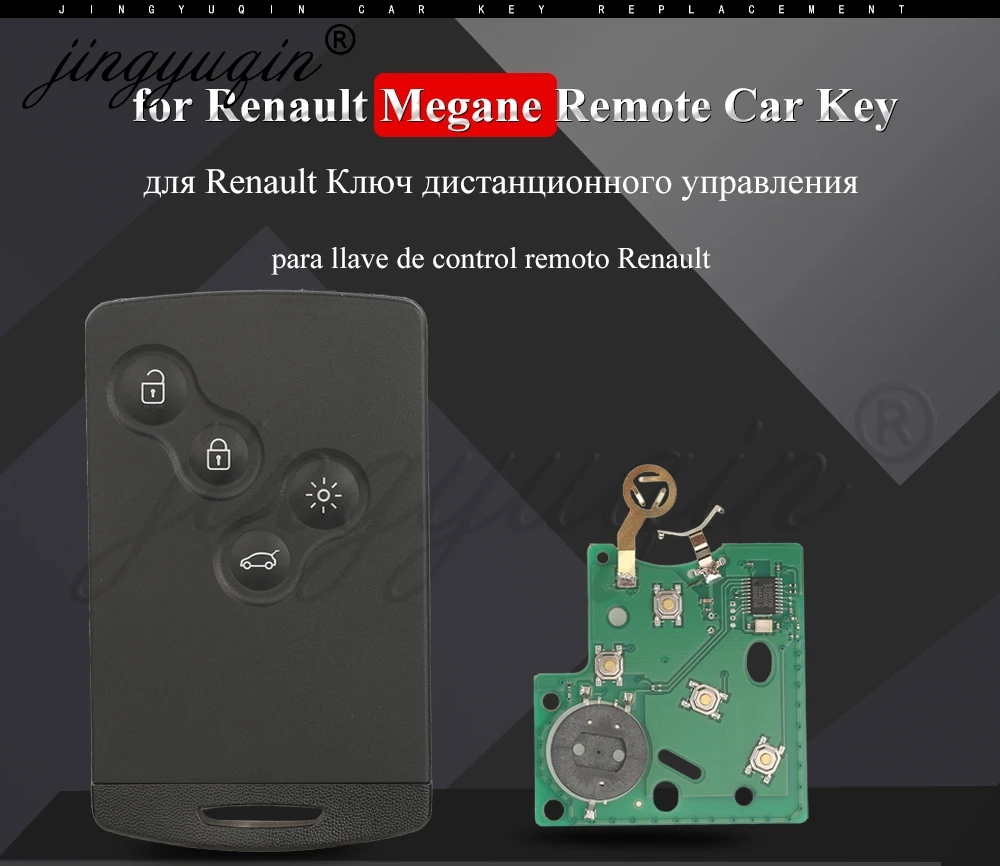 jingyuqin for Renault Megane Ill Scenic Ill Laguna Fluence 2008-2016 Car Remote Key ID46 PCF7941 4BT No-KeylessGo +Emergency Key