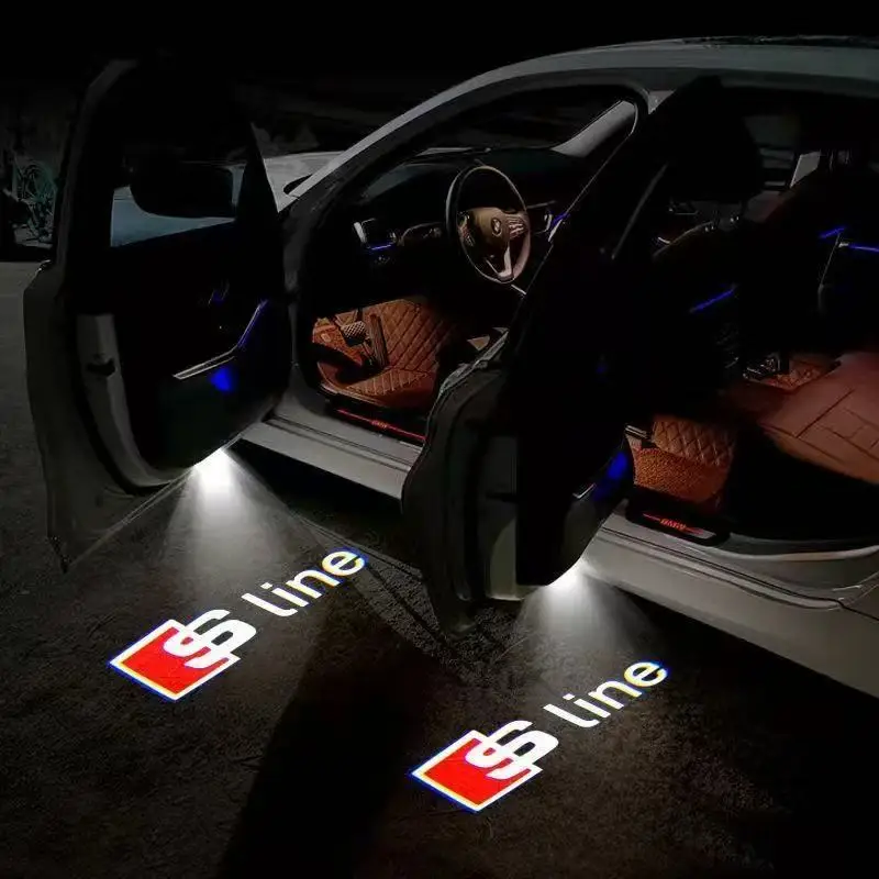 2pcs Car Door Logo Light Led Projector Lamp For QUTTRO Audi Sline A3 A1 A4 B8 B7 A6 C7 A5 A7 A8 B9 B6 C6 Q2 Q3 Q5 Accessories