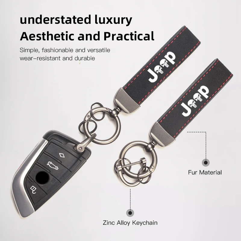 Car Tire Wheel Valve Caps Cover Suede Car Key Chain Ring Keychain For Jeep Grand Cherokee Wrangler JK Gladiator Compass Patriot