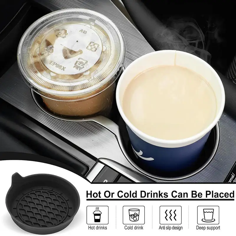 4pcs Car Silicone Cup Holder, Universal Round Car Interior Storage Compartment Anti-Slip Mat