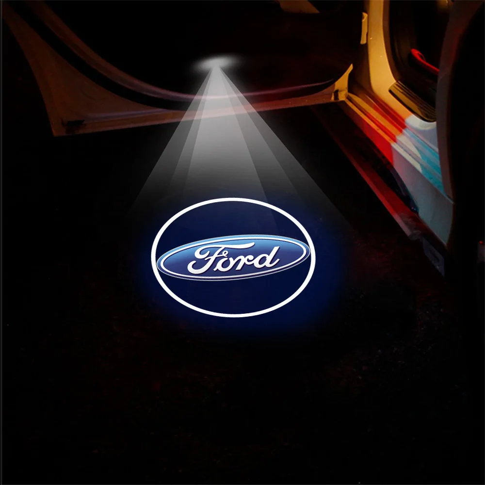 1/2pcs LED Car Logo Door Welcome Light Wireless Projector Lamp For Ford Mustang Kuga Focus Puma Fiesta Fusion Edge Accessories