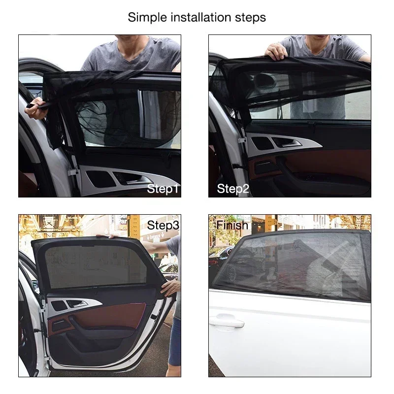 KKJOY Universal Car Sunshade SUV UV Protection Anti-Mosquito Side Window Curtain  for Privacy Heat Reduction