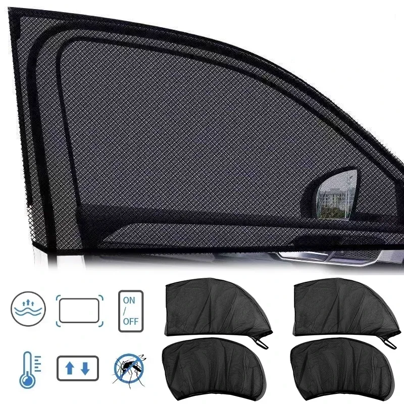 KKJOY Universal Car Sunshade SUV UV Protection Anti-Mosquito Side Window Curtain  for Privacy Heat Reduction