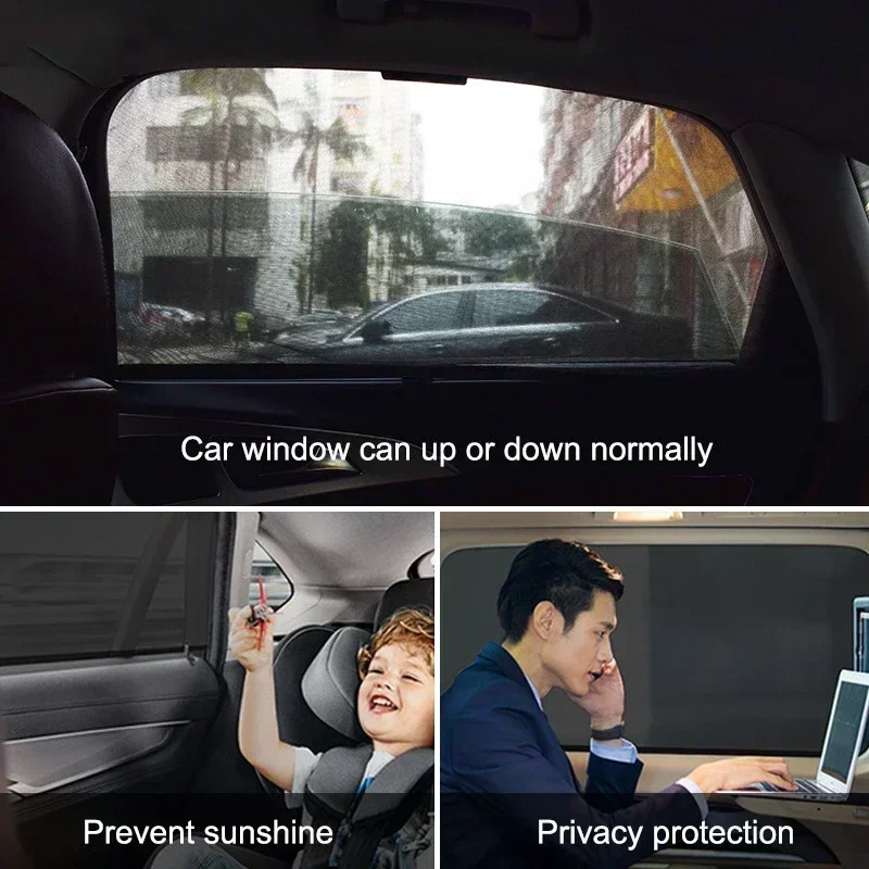 KKJOY Universal Car Sunshade SUV UV Protection Anti-Mosquito Side Window Curtain  for Privacy Heat Reduction