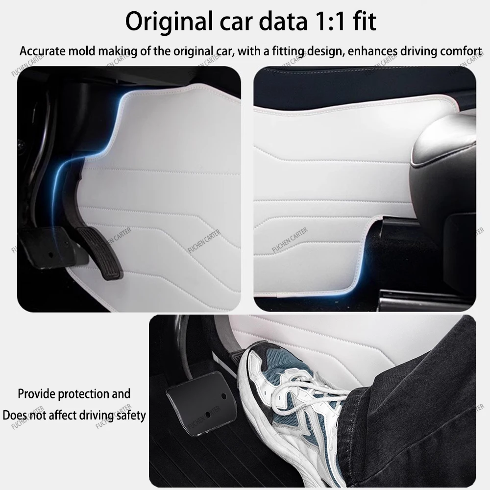 For Tesla Model Y Juniper 2025 brand-new design Nappa leather Side Defense Kick Pad Central Control Protective Foot Pad Interior