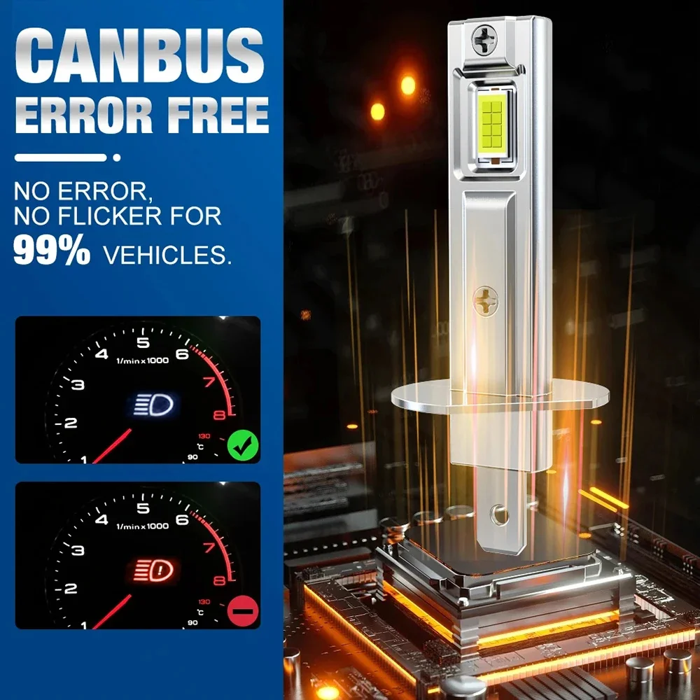 H1 LED Headlight Bulbs CANBUS Lights Mini Lamp 1:1 Size New Wireless H1 Fog Light with Fan Car LED Plug & Play 6000K 6500K 12V