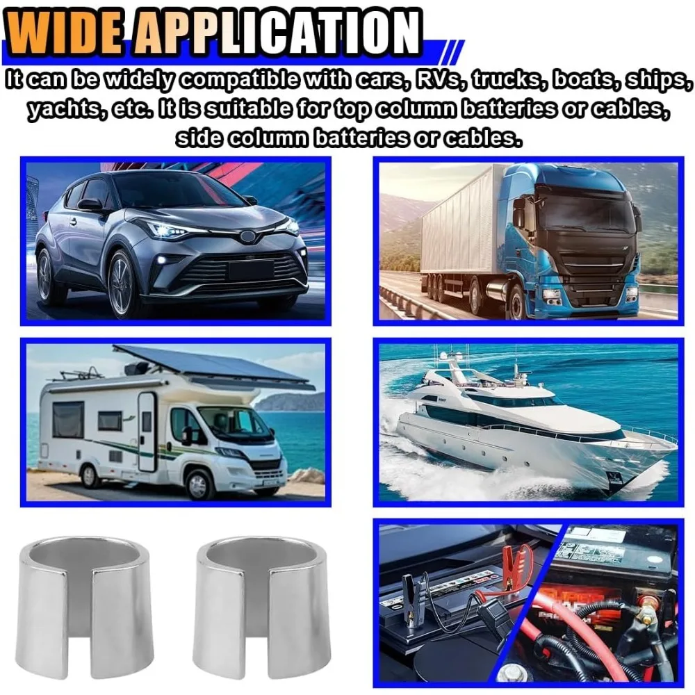 2 Pairs Battery Negative Terminal Adapter Positive Post Shim Converters Car Battery Terminals Converters Post Adapters
