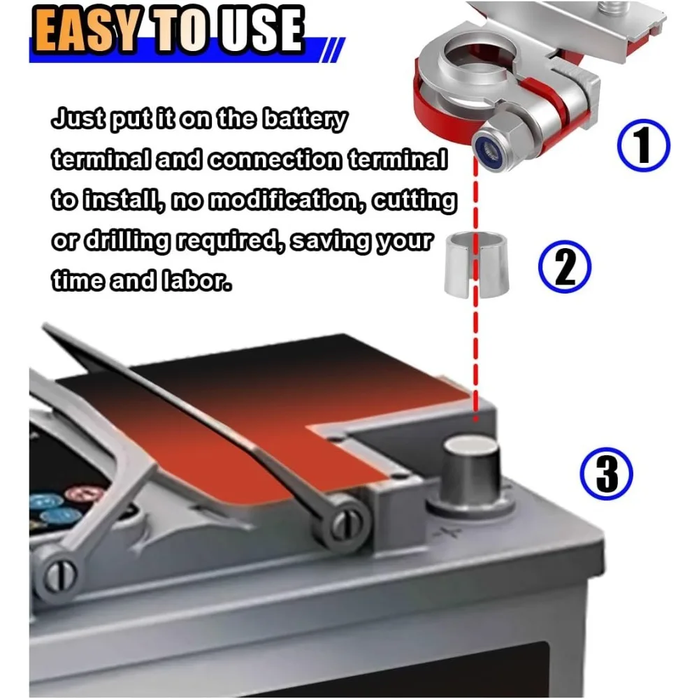 2 Pairs Battery Negative Terminal Adapter Positive Post Shim Converters Car Battery Terminals Converters Post Adapters