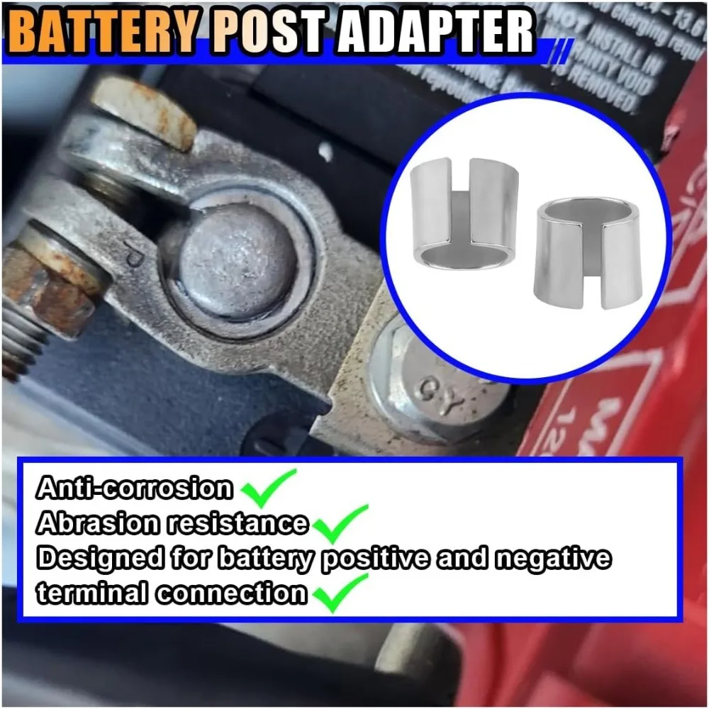 2 Pairs Battery Negative Terminal Adapter Positive Post Shim Converters Car Battery Terminals Converters Post Adapters