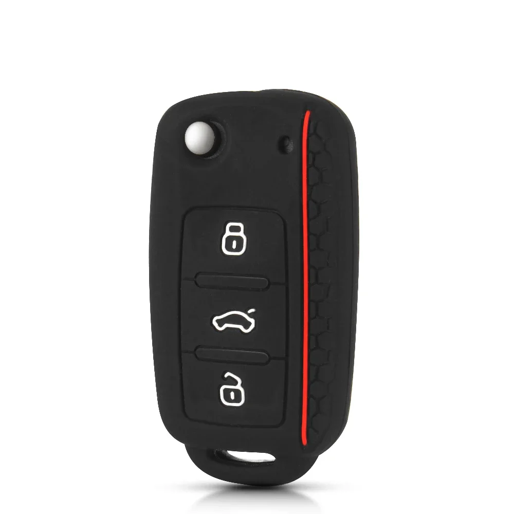 KEYYOU Protective Silicone Car Key Case for Volkswagen Sagitar/Polo/Golf/Bora/Tiguan/TOUAREG/Phaeton/SEAT/Skoda Key Fob Cover