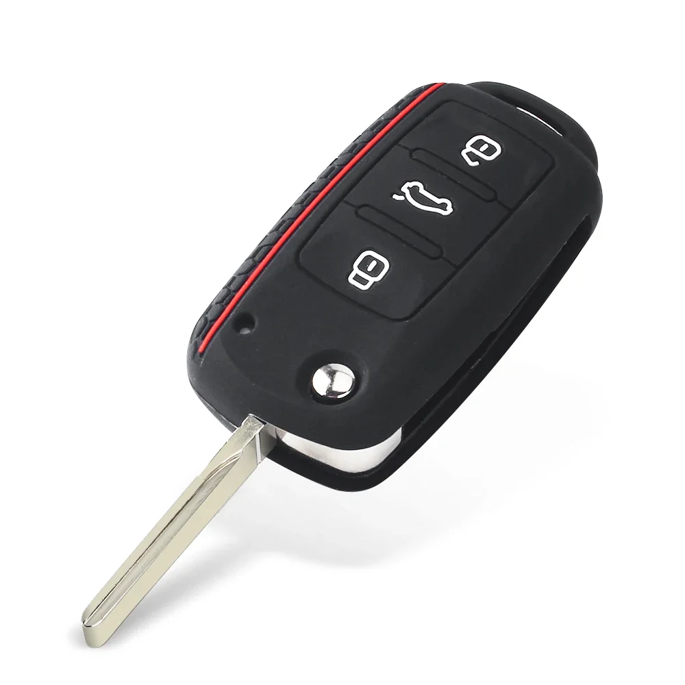 KEYYOU Protective Silicone Car Key Case for Volkswagen Sagitar/Polo/Golf/Bora/Tiguan/TOUAREG/Phaeton/SEAT/Skoda Key Fob Cover